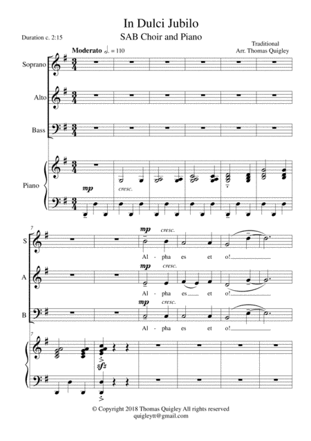 In Dulci Jubilo (arr. Thomas Quigley)