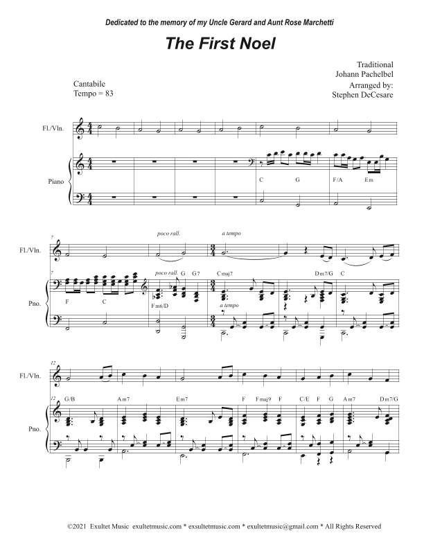 The First Noel (Flute or Violin solo and Piano) (arr. Stephen DeCesare)