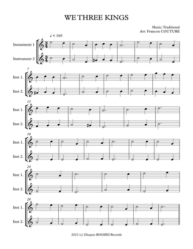 WE THREE KINGS (arr. Francois Couture)