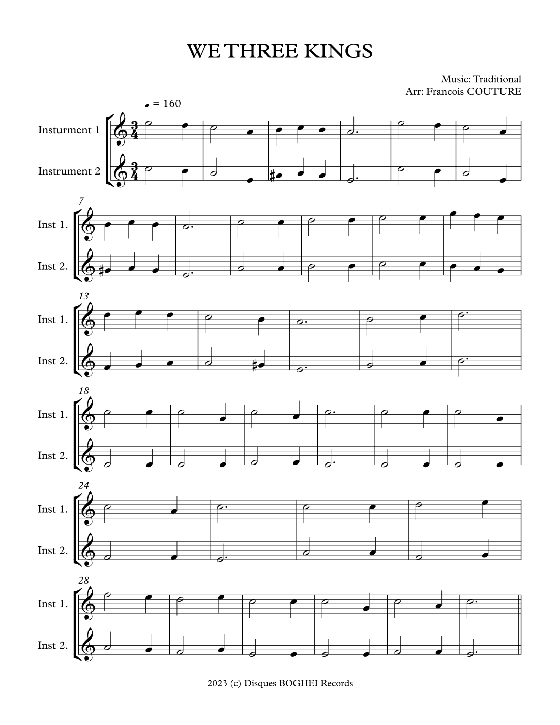 WE THREE KINGS (arr. Francois Couture)