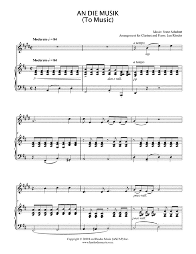 An Die Musik (To Music) - Franz Schubert - Clarinet and Piano (arr. Len Rhodes)