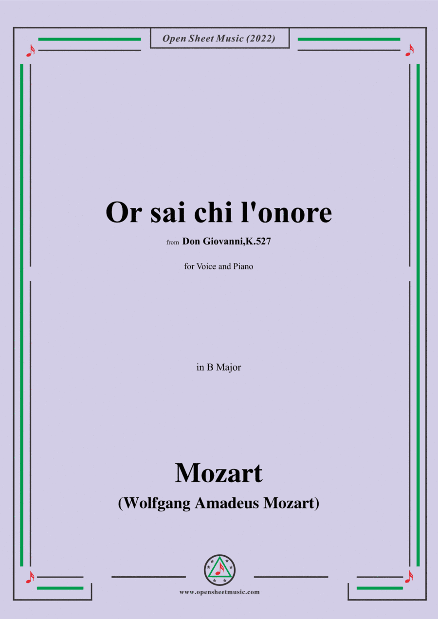 Mozart-Or sai chi l'onore(Aria),in B Major (arr. Open Cloud)