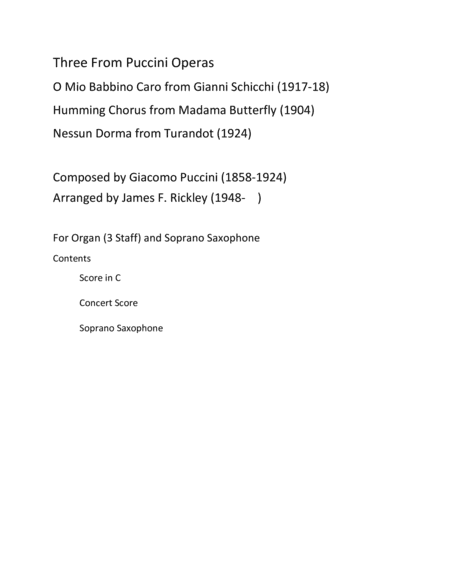 Three From Puccini Operas (arr. James F. Rickley)