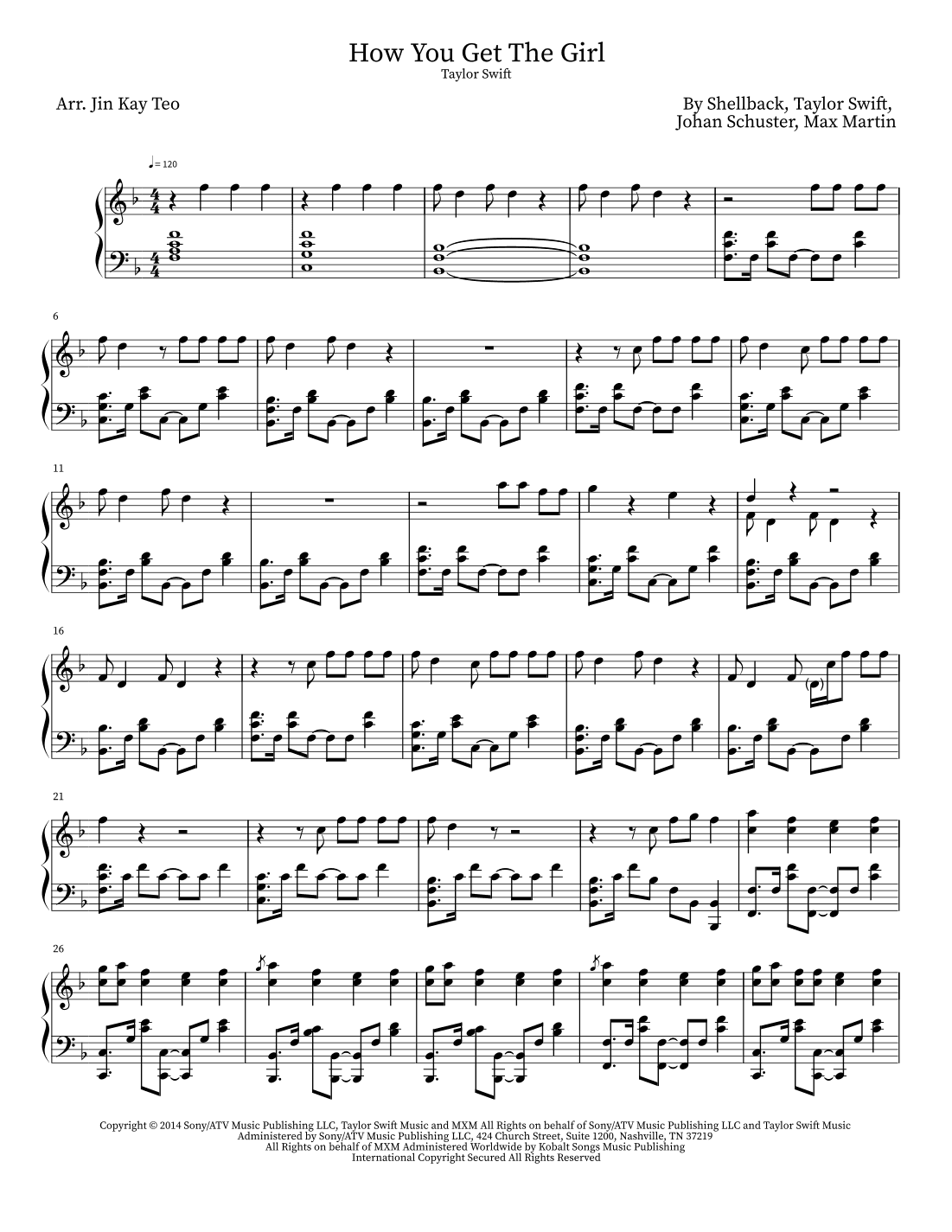 How You Get The Girl (arr. Jin Kay Teo)