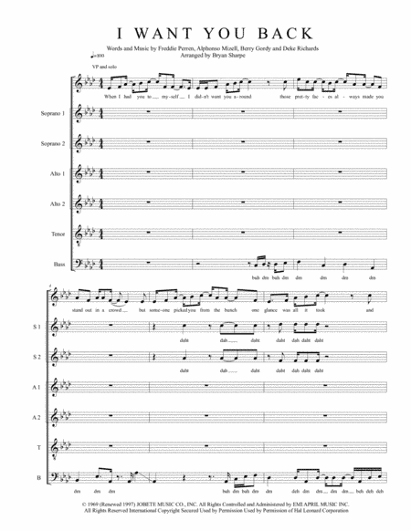 I Want You Back (arr. Bryan Sharpe)