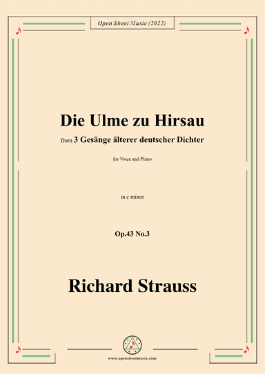Richard Strauss-Die Ulme zu Hirsau,in c minor,Op.43 No.3 (arr. OSM Press)