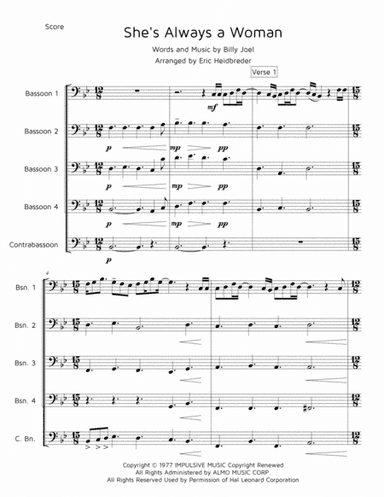 She's Always A Woman (arr. Eric Heidbreder)