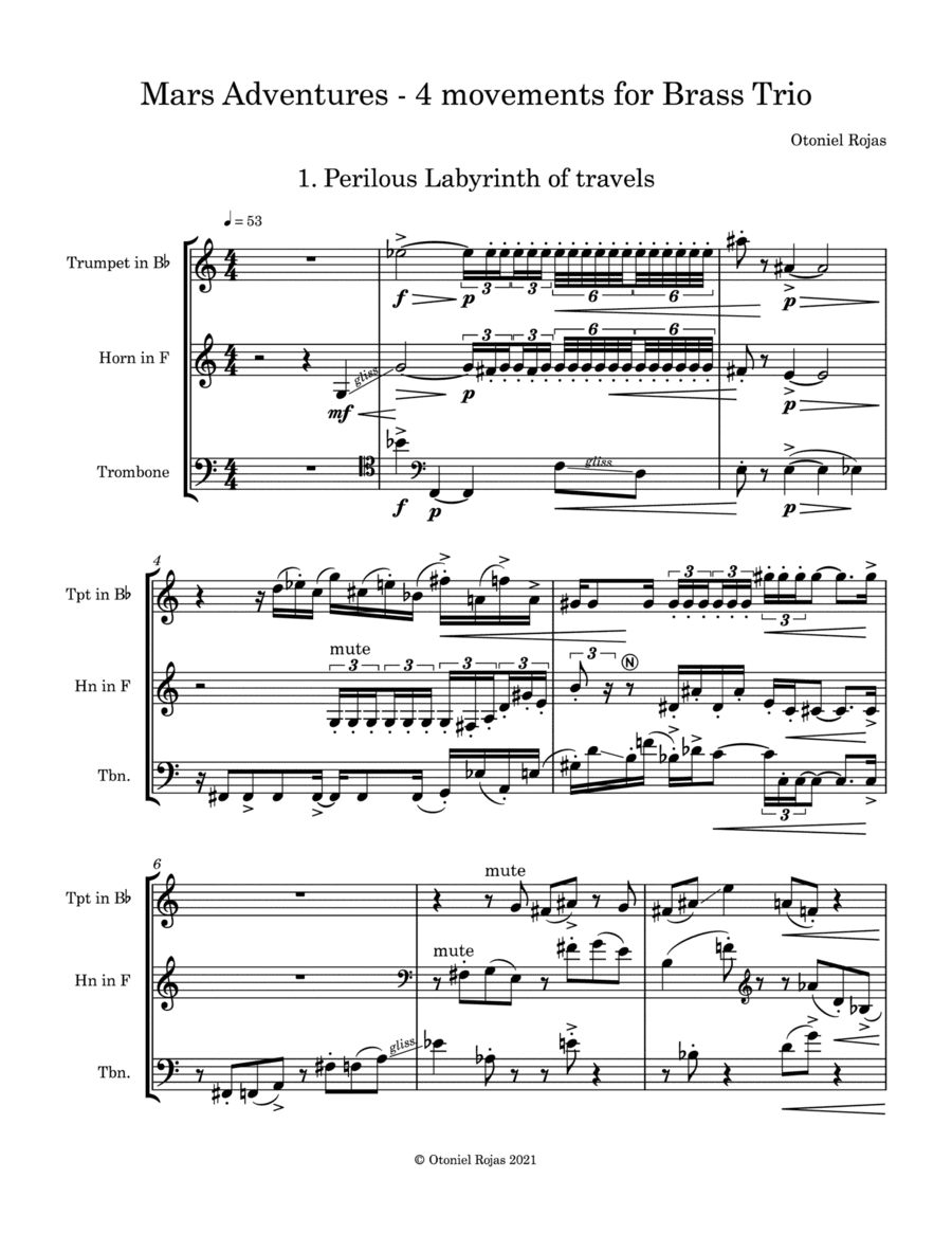 Mars adventures - Four movements for Brass trio