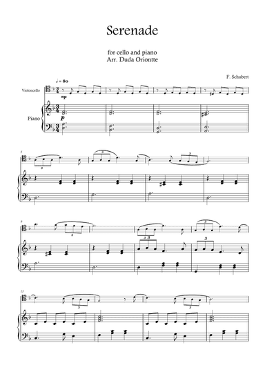 Serenade (cello and piano SIMPLIFIED) Schubert (arr. Duda Oriontte)
