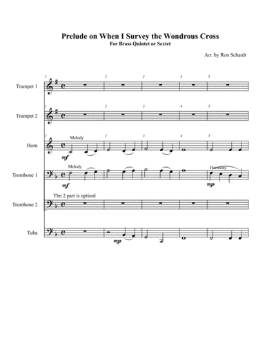 Prelude on When I Survey the Wondrous Cross - for Brass Sextet (arr. Ronald F. Schardt)