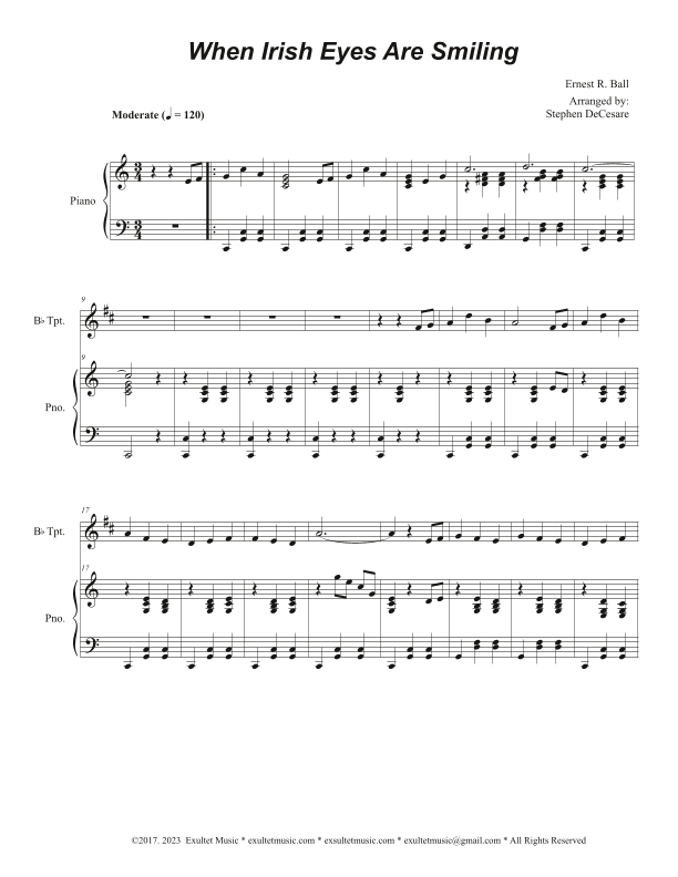 When Irish Eyes Are Smiling (Bb-Trumpet solo and Piano) (arr. Stephen DeCesare)