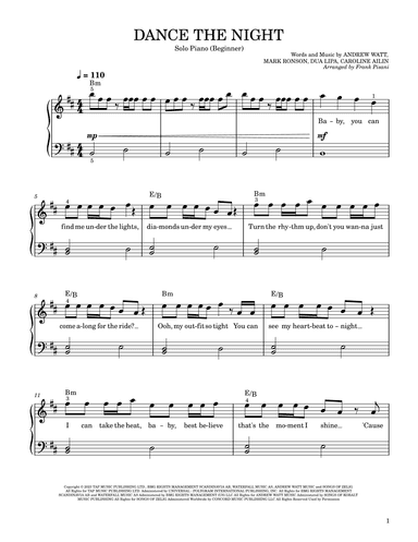 Dance The Night (arr. Frank Pisani)