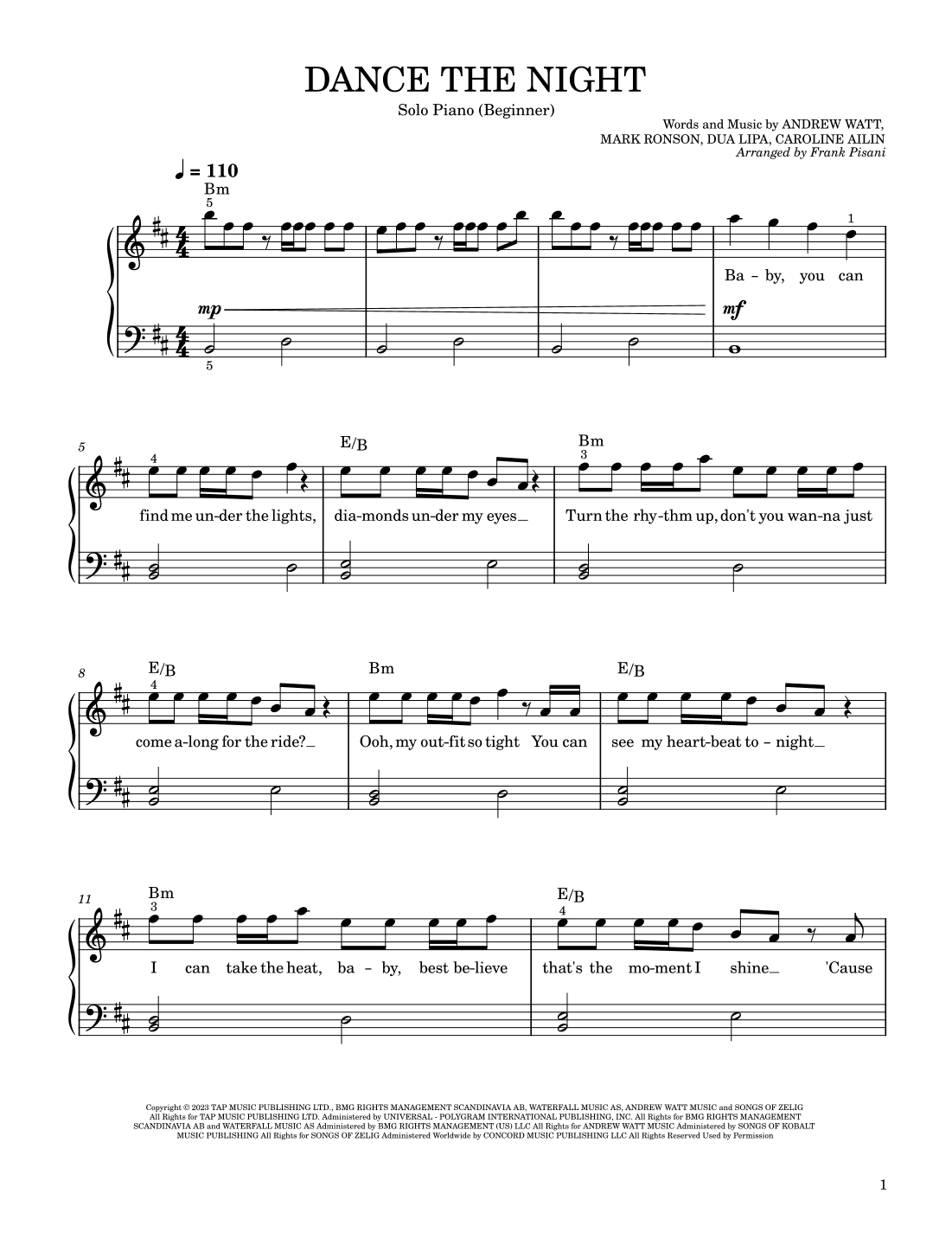 Dance The Night (arr. Frank Pisani)