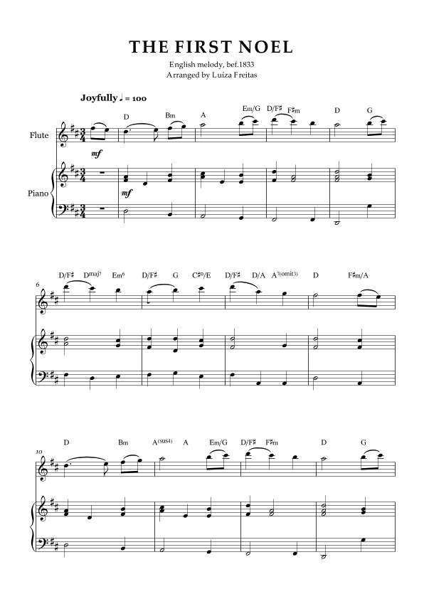 The First Noel - Flute and Piano (arr. Luíza Freitas)