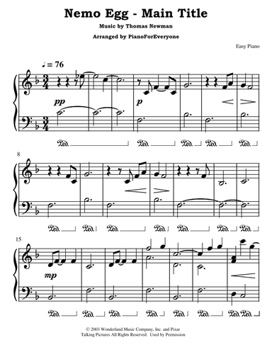 Nemo Egg (main Title) (arr. PianoForEveryone)