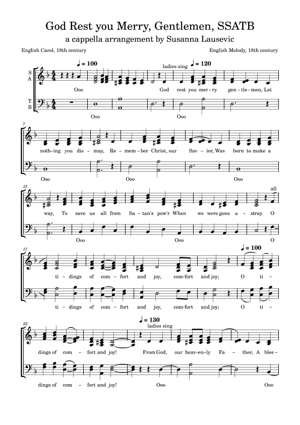 God Rest you Merry, Gentlemen, SSATB (arr. Susanna Lausevic)