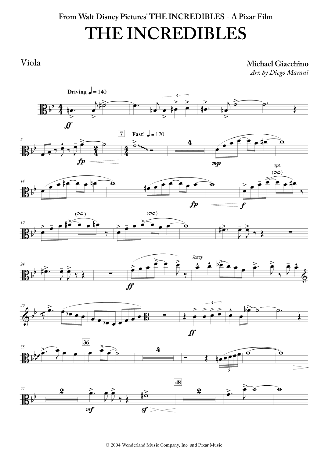 The Incredibles (main Theme) (arr. Diego Marani)