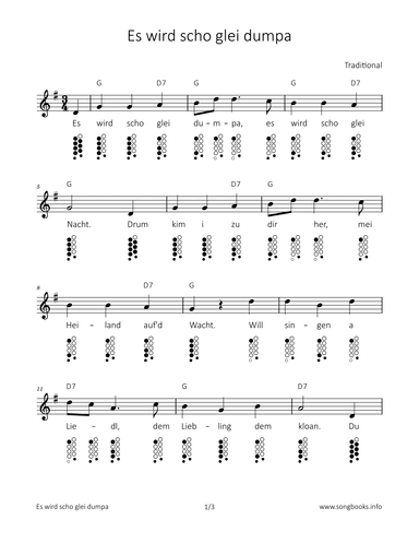Es wird scho glei dumpa (arr. songbooks.info)