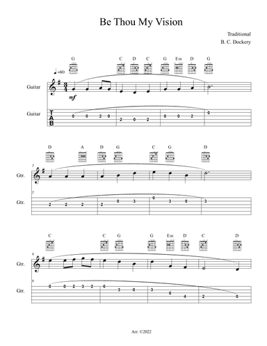 Be Thou My Vision (Guitar Solo with TAB) (arr. B. C. Dockery)
