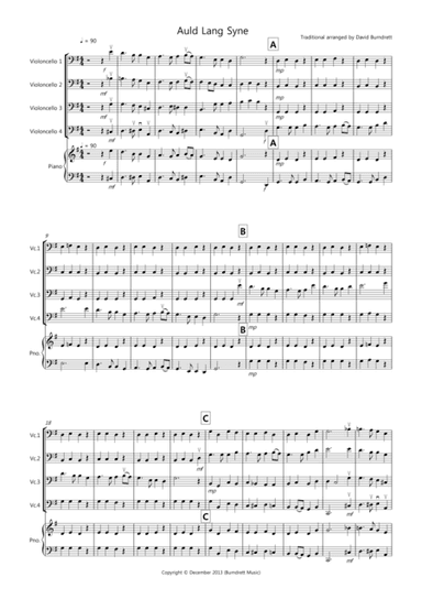 Auld Lang Syne for Cello Quartet (arr. David Burndrett)