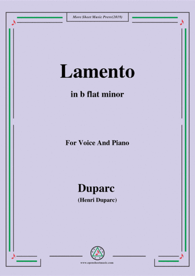 Duparc-Lamento in b flat minor,for Violin and Piano (arr. MSM)