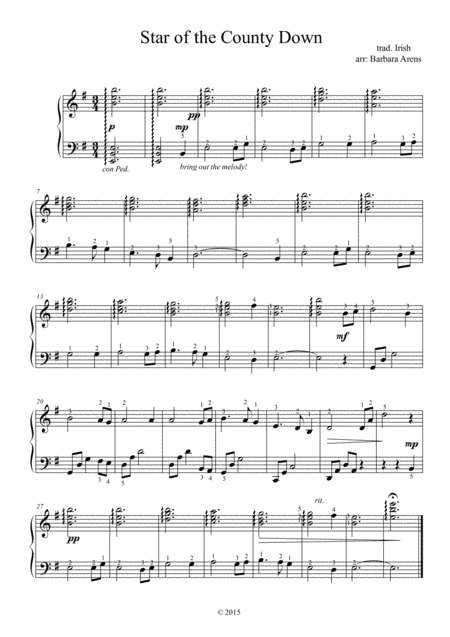 Star of the County Down:  beautiful but simple arrangement (arr. Barbara Arens)