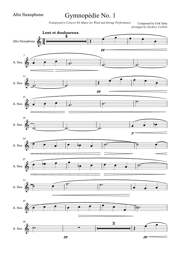 Gymnopédie No. 1 (arr. Zachary Corbett)