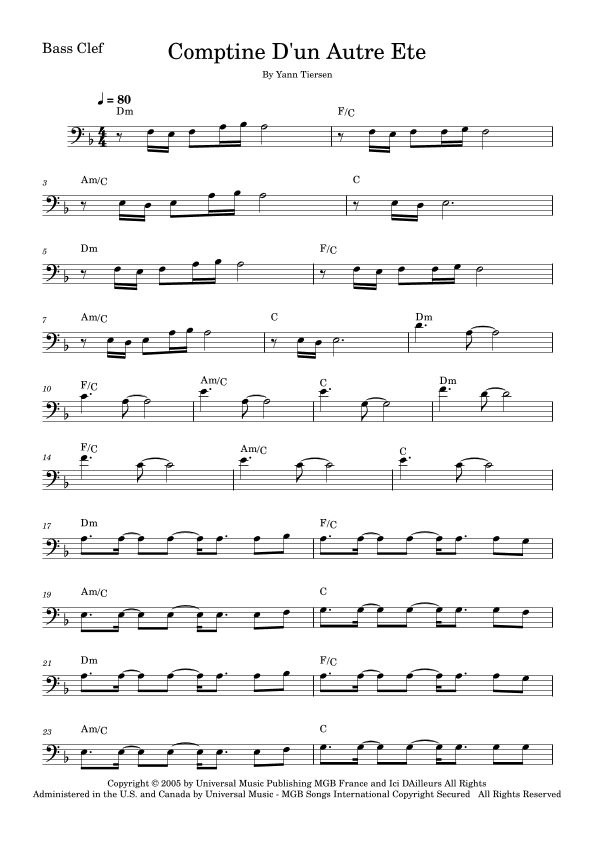 Comptine D'un Autre Été: L'après-midi (arr. Fabio Eduardo de Oliveira)