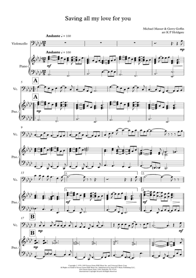 Saving All My Love For You (arr. Kevin P Holdgate)