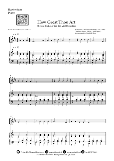 How Great Thou Art - "O store Gud." - Easy Euphonium and Piano (arr. Daniel H Rosa)