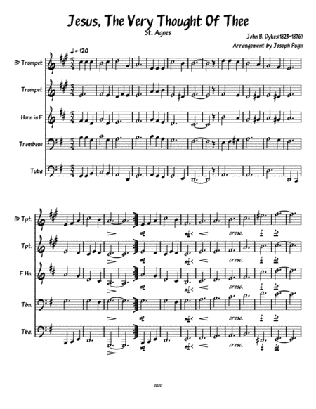 Jesus, The Very Thought Of Thee (Brass Quintet) (arr. Joseph Pugh)