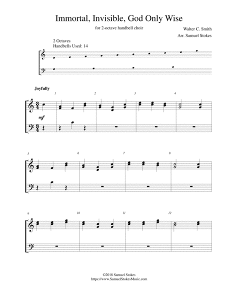 Immortal, Invisible, God Only Wise - for 2-octave handbell choir (arr. Samuel Stokes)