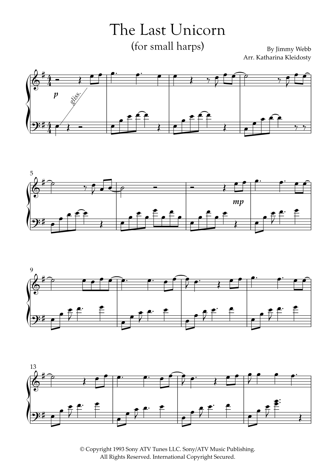 The Last Unicorn (main Theme) (arr. Katharina Kleidosty)