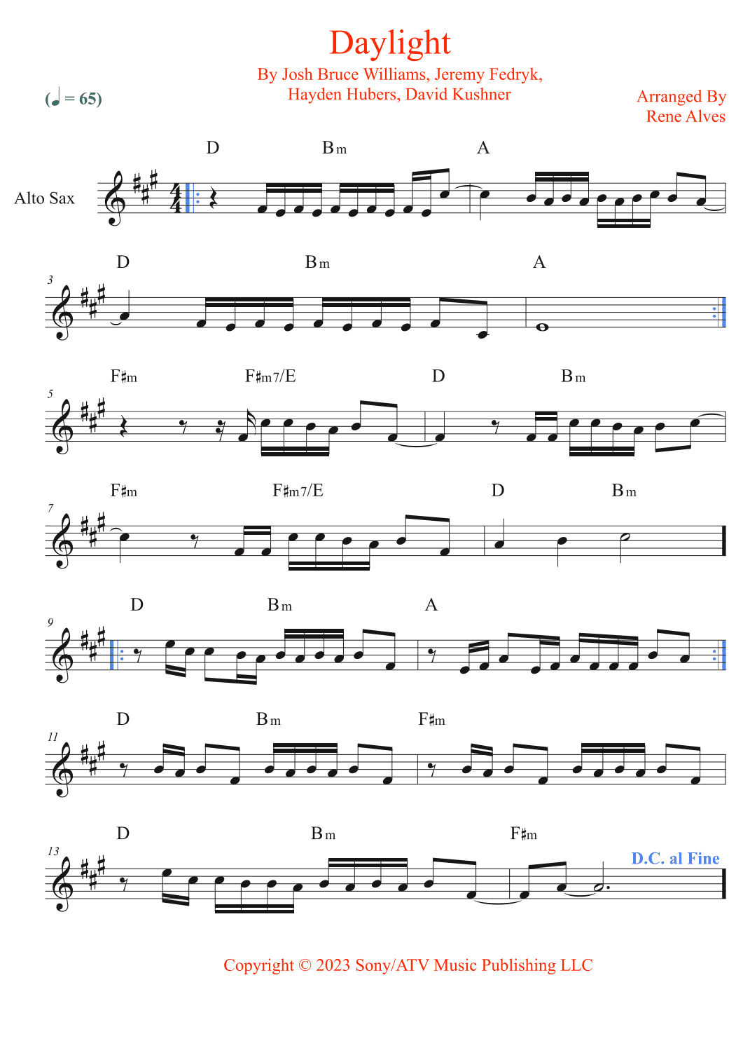 Daylight (arr. Rene Alves)