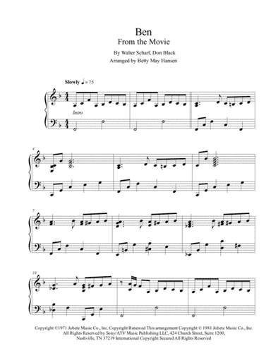 Ben (arr. Betty May Hansen)