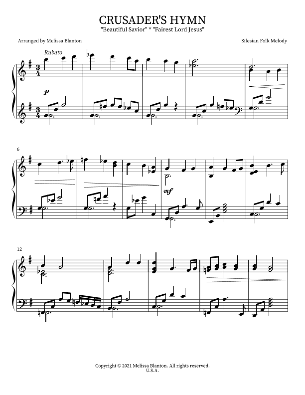 CRUSADER'S HYMN (arr. Melissa Blanton)