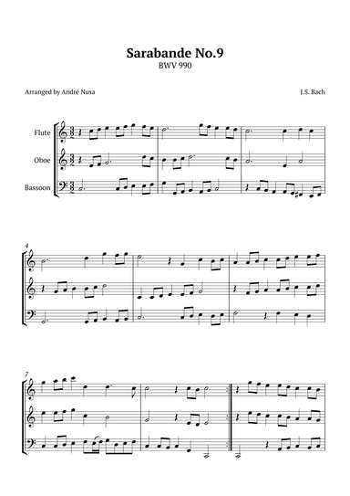 Sarabande No.9 BWV 990 (arr. André Nusa)