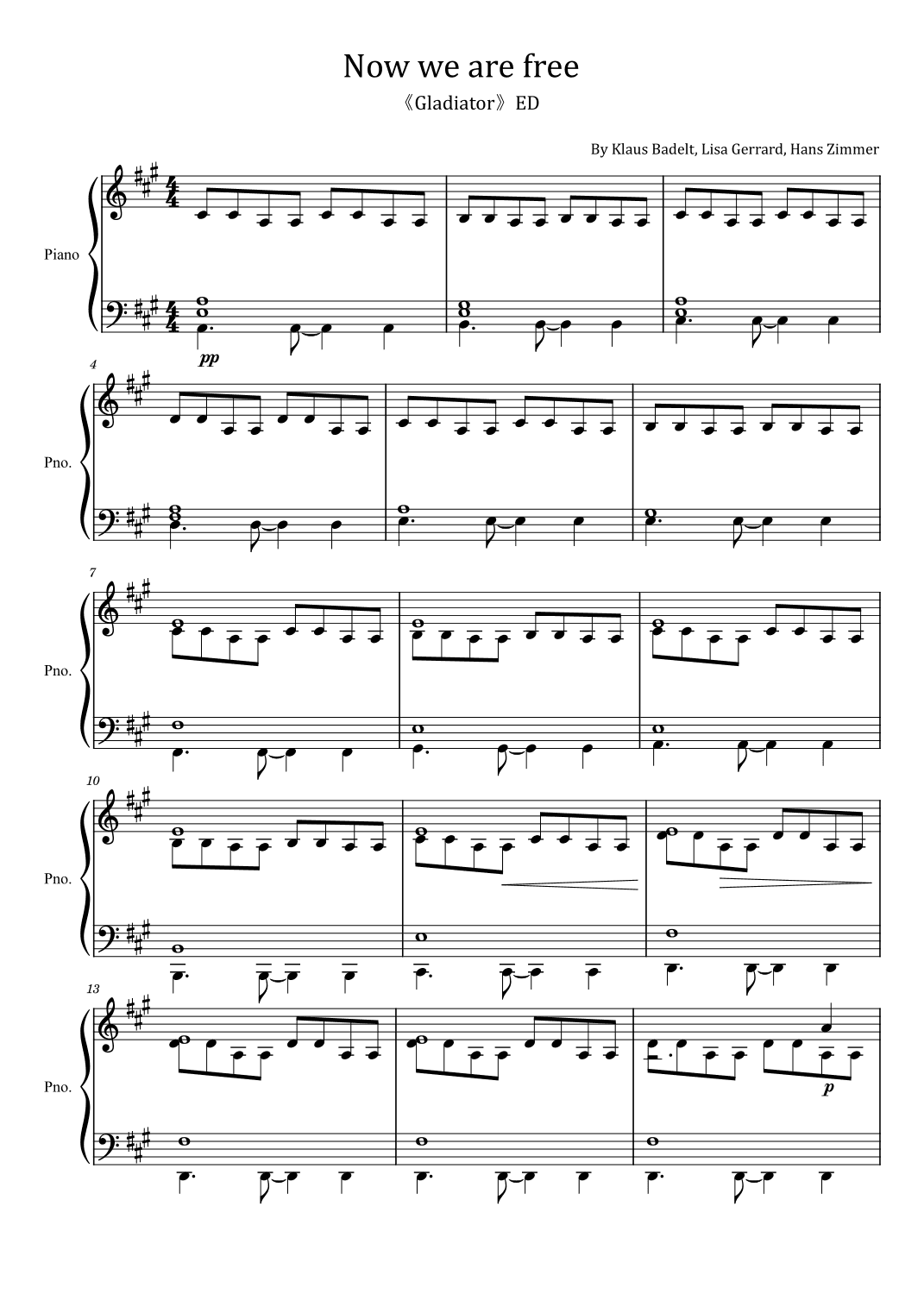 Now We Are Free (arr. poon)