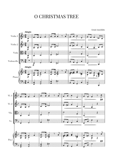 O Christmas Tree for String Quartet and Piano (arr. Cadenza Editions)