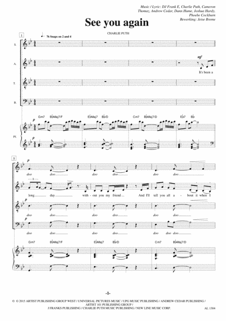 See You Again (arr. Jetse Bremer)