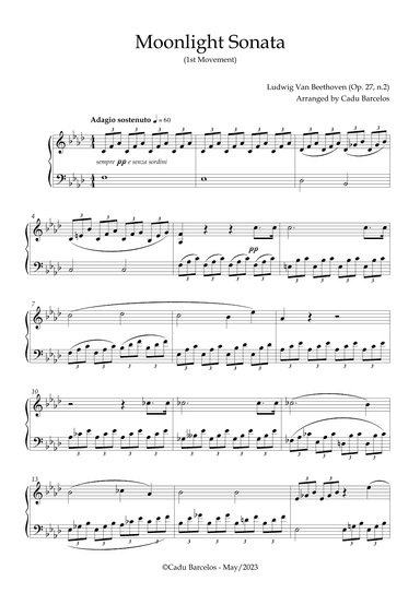 Moonlight Sonata (Beethoven) F minor Piano (arr. Cadu Barcelos)
