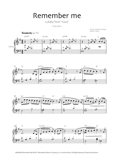 Remember Me (lullaby) (arr. Robin Hood Editions)