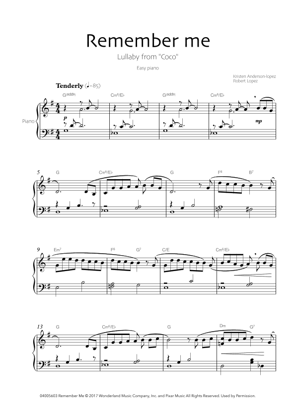 Remember Me (lullaby) (arr. Robin Hood Editions)