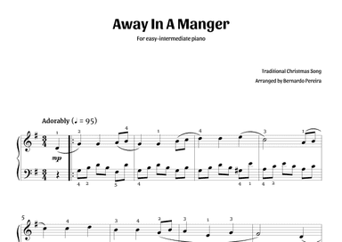 Away In A Manger (easy-intermediate piano – G major) (arr. Bernardo Pereira)