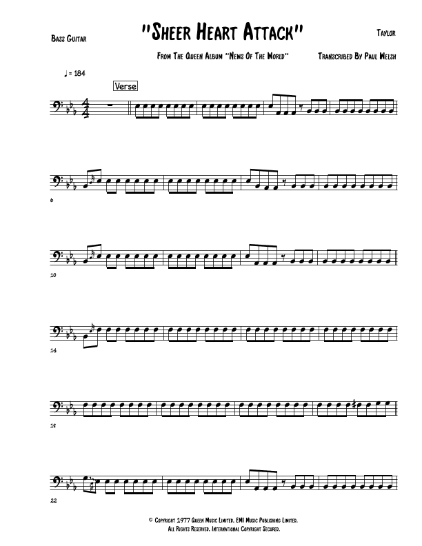 Sheer Heart Attack (arr. P Welsh)