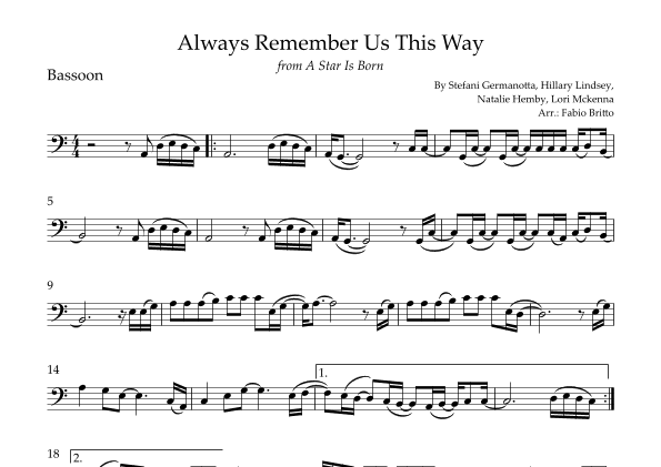 Always Remember Us This Way (arr. Fabio Britto)