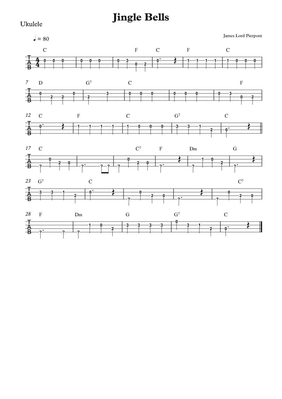 Jingle Bells - Ukulele Solo (arr. Wesley S. SIlva)