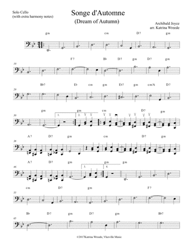 Songe d'Automne for Solo Cello - the "Real" Titanic Song (arr. Katrina Wreede)