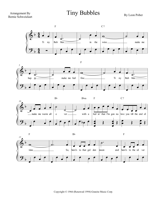 Tiny Bubbles (arr. Bernie Schweickart)