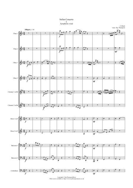 Bach: Italian Concerto BWV971 Mvt.I - symphonic wind/bass (arr. Ray Thompson)